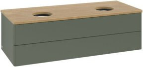 V&B Waschtischunterschrank Antao mit Beleuchtung, Farbe: Grün/Grau, WBP Honig, B/T/H: 120 x 50 x 36 cm - Bild 1