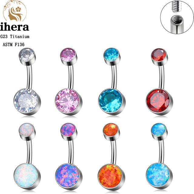 ihera Bauchnabelpiercing Ring, Titan, Zirkonia, Damen - Bild 1
