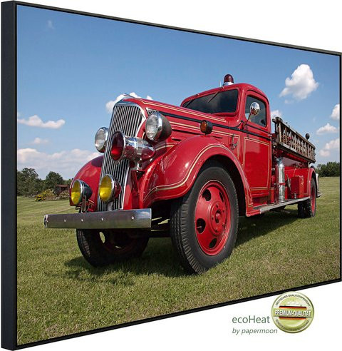 papermoon EcoHeat Infrarotheizung Vintage Feuerwehrauto, bunt mit Matt-Effekt, App-Steuerung und Überhitzungsschutz - Bild 1