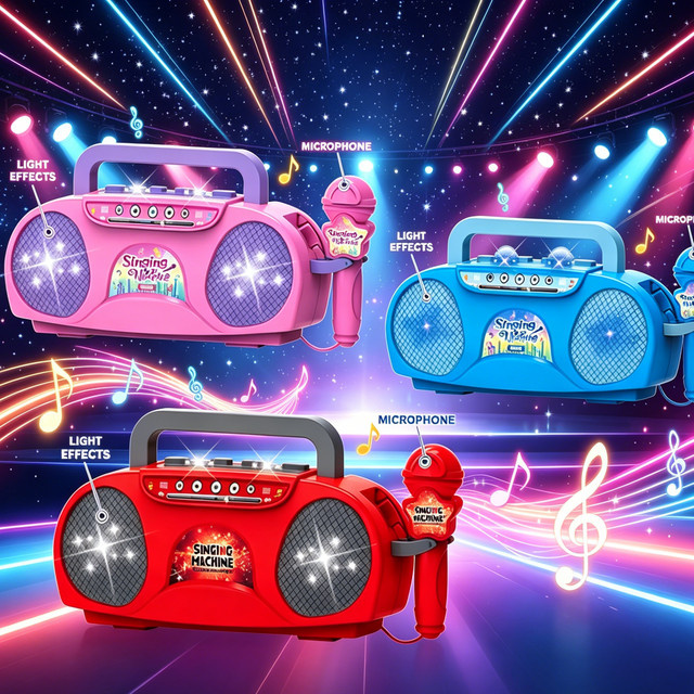 Kmoist Kinder Singen Maschine, Musik Instrument Spielzeug, mit Licht und Sound, pink - Bild 1