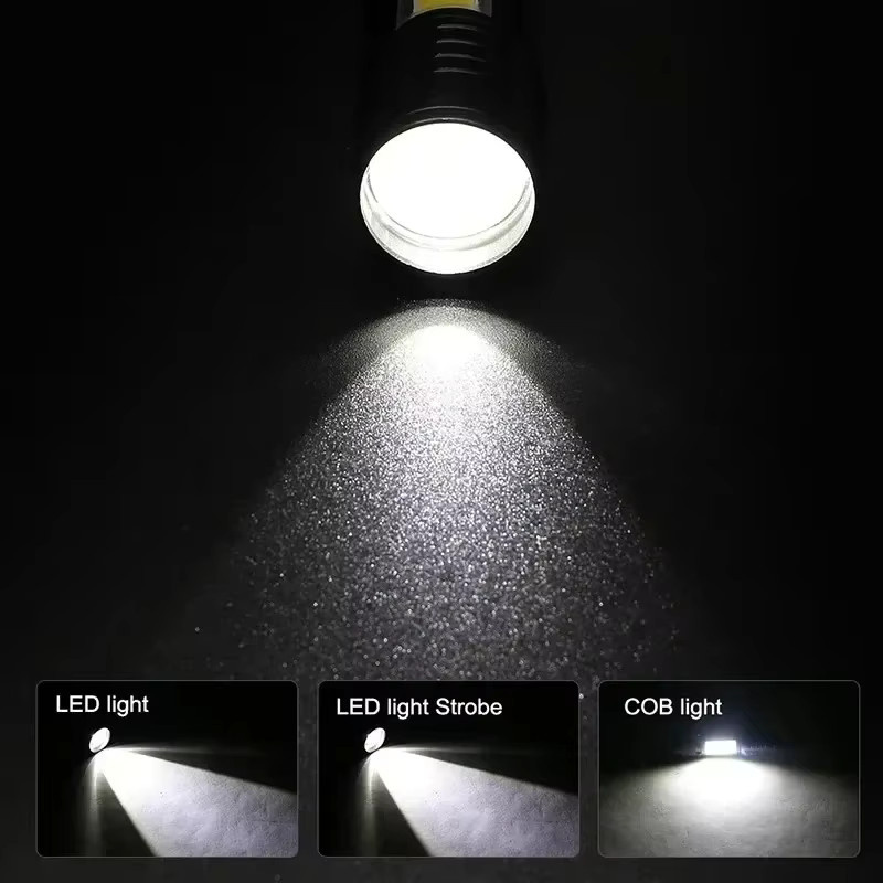 Heinast Mini COB LED Taschenlampe wiederaufladbar mit Zoom und Clip in Schwarz - Bild 2