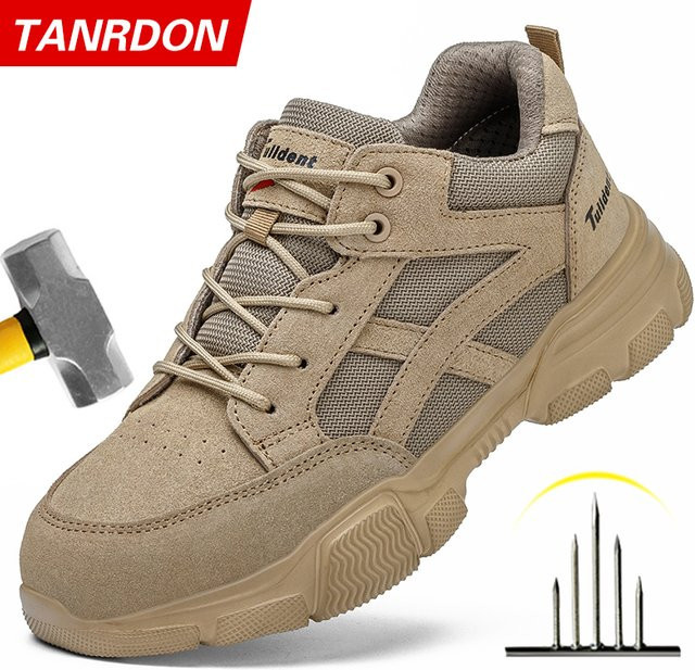 TANRDON Sicherheitsschuhe für Männer, isolierende Elektriker-Arbeitsstiefel 10KV, atmungsaktiv und pannensicher, Farbe: beige - Bild 1