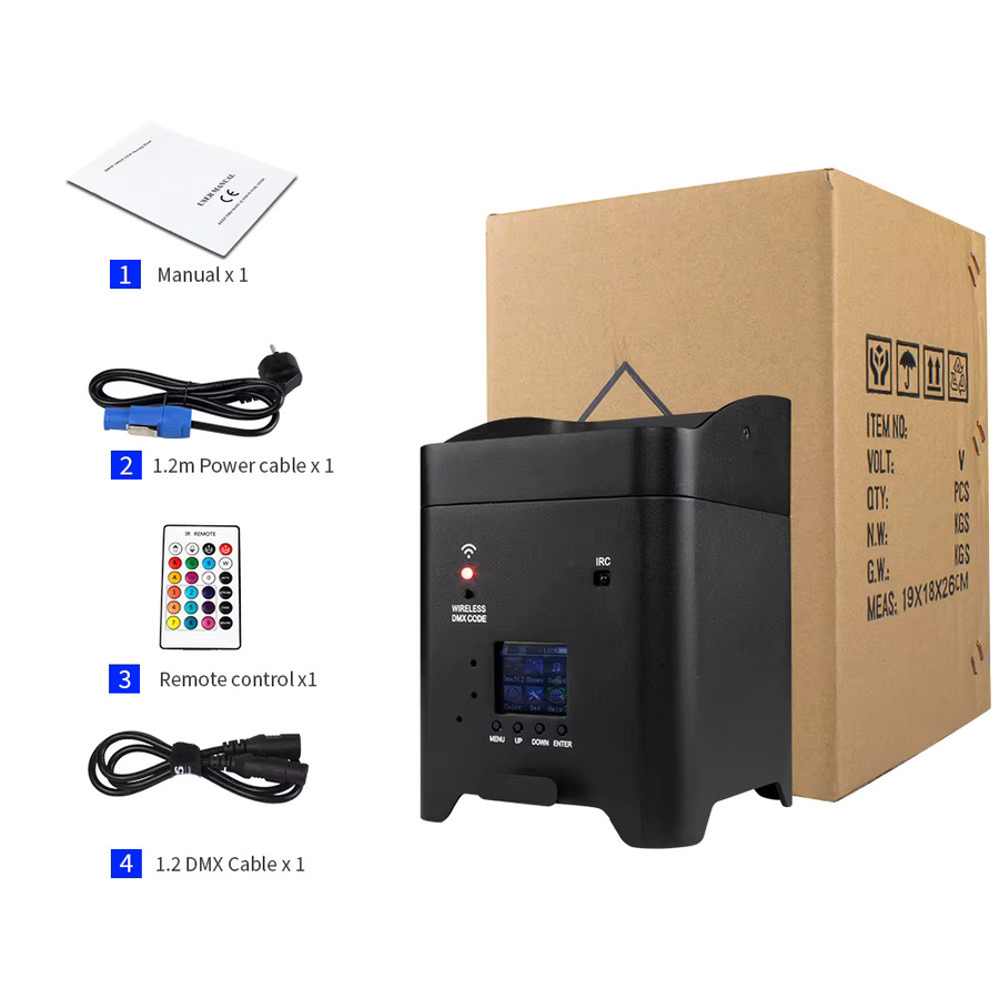 SHEHDS Smart LED Par 6in1 RGBW UV Effektlicht mit Wifi, App, Fernbedienung und Batterie für DJ, Party und Disco in Schwarz - Bild 3