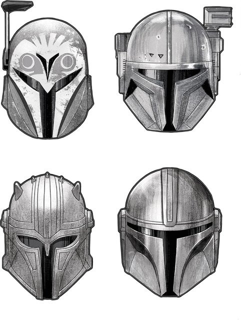 Komar Deco-Sticker Star Wars The Mandalorian Helmets in Grau - Bild 1