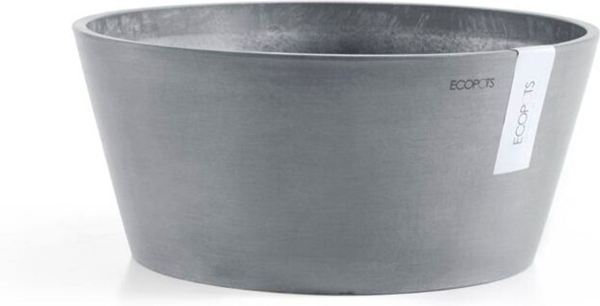 Ecopots Frankfurt 30 Blumentopf in Grau, rund, B: 30,6 cm, H: 15,6 cm - Bild 1