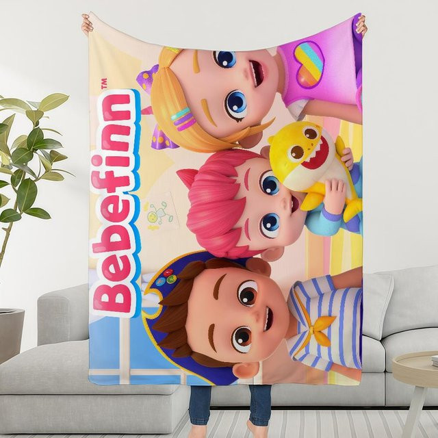BebefinnS-ES Flauschige Babydecke mit Cartoon-Motiv, Weicher Überwurf aus Flanell für Kinderbetten und Sofas, Mehrfarbig, B/B: 75 x 90 cm - Bild 1