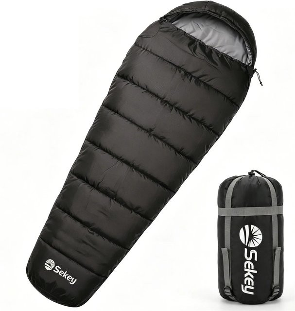 Sekey Mumienschlafsack für Camping in Anthrazit, B/T/H: 220 x 80 x 50 cm, 1,7 kg - Bild 1