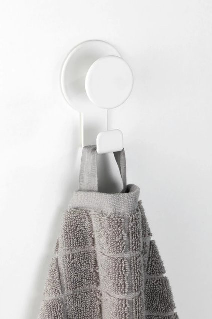 Wenko Wandhaken Blandas Edelstahl rostfrei Weiß Matt B: 7,5 cm, H: 5 cm, T: 2,5 cm - Bild 1