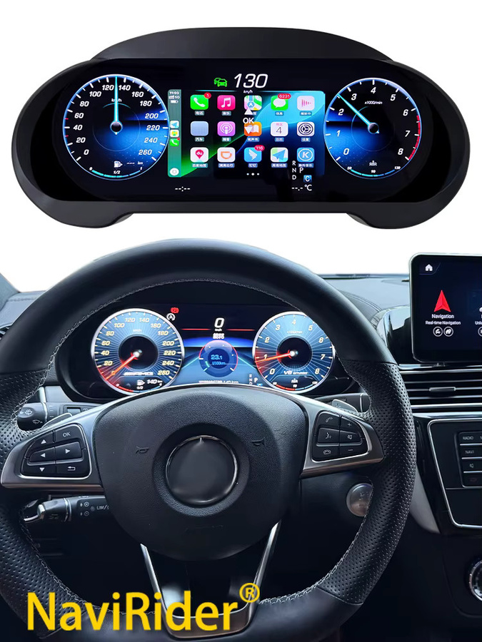 NAVIRIDER LCD Dashboard Tacho Instrument Panel Cluster mit GPS Navigation und virtuellem Cockpit für Mercedes Benz ML GL GLE GLS W166 X166 2012-2019 in Schwarz - Bild 6
