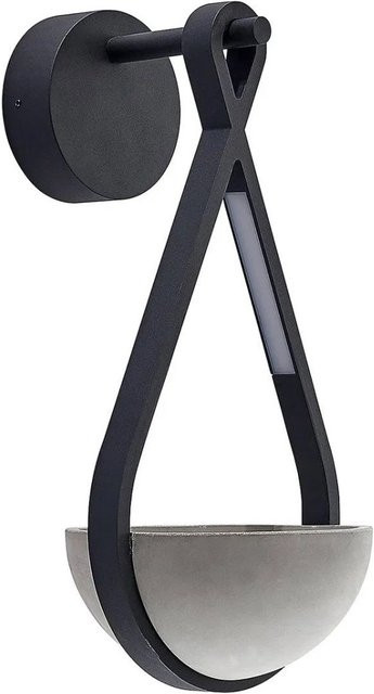 Lucande LED Außenwandleuchte Florka 9619249 Modern aus Beton und Aluminium in Grau/Silber, 2-flammig, IP54 - Bild 1