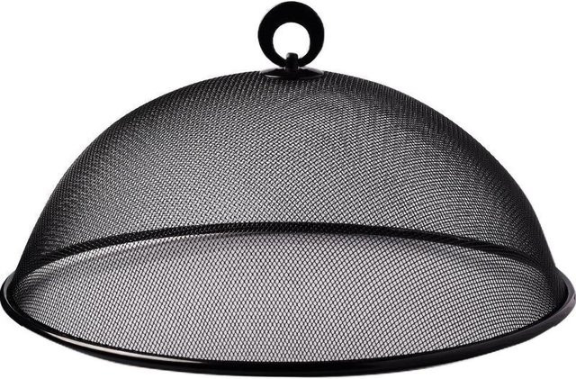 CosyHome Lebensmittelabdeckung aus Eisen mit dichtem Mesh-Design und Griff, schwarz, rund, klein - Bild 1