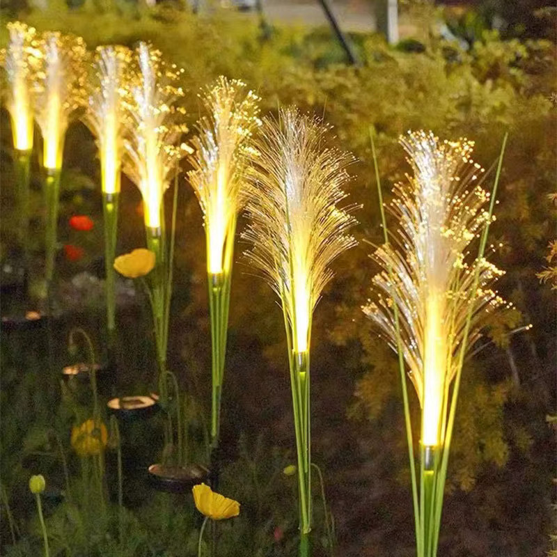 Solar Gartenleuchten im Boho-Stil mit Reed-Optik, wasserdichte Solar-Lampen für Garten und Rasen, warmweiß - Bild 2