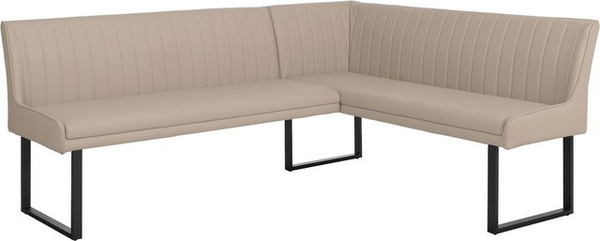 Eckbank MCW-O82 aus Kunstleder und Metall in Beige, B/T/H: 210 x 159 cm