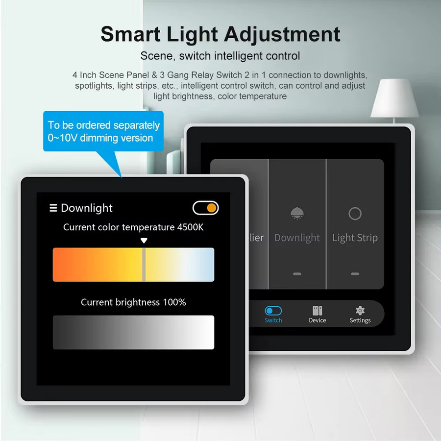 Tuya Zigbee 2-in-1 Smart Panel: 4-Zoll-LCD-Touchscreen Szenensteuerung und 3-Gang-Relaisschalter in Schwarz, kompatibel mit Alexa und Google Home - Bild 5