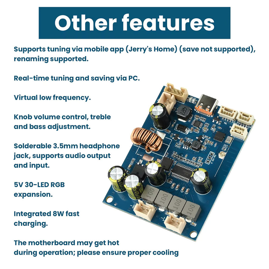 Diymore Bluetooth Verstärkerplatine mit USB-C Ladefunktion und einstellbarer Abstimmung 2 x 25 W, Blau - Bild 2
