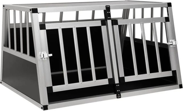 vidaXL Hundetransportbox mit Doppeltür in Silber, B/T/H: 89 x 69 x 50 cm