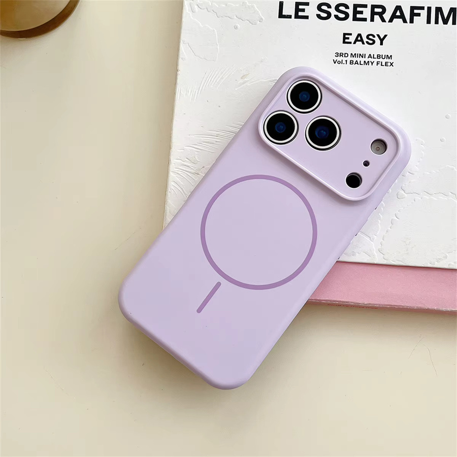 Magnetische Silikon Handyhülle für Apple iPhone 17, 16, 15, 14, 13, 12 Pro Max mit MagSafe Unterstützung in Gelb und Lila - Bild 1