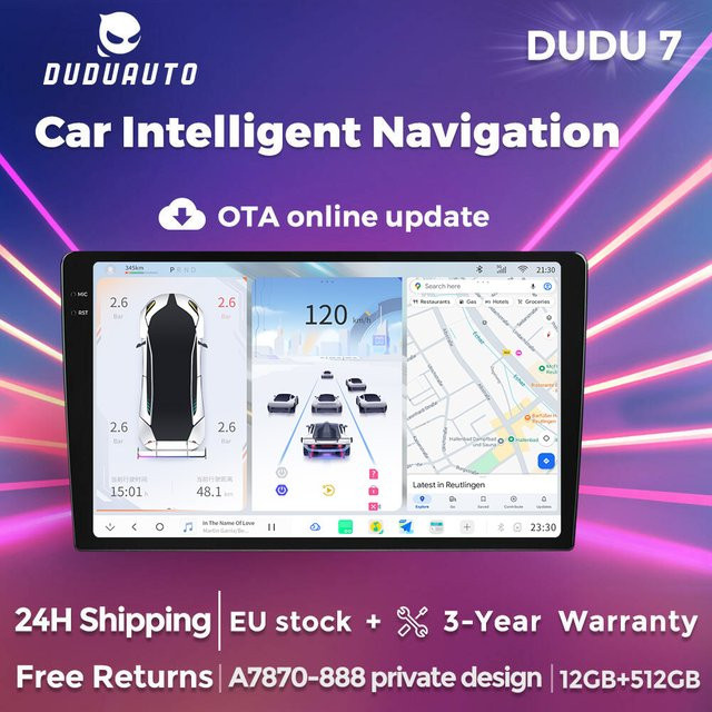 DUDUAUTO Kabelloses CarPlay und Android Auto Interface mit 8+128GB Speicher in Schwarz für diverse Fahrzeugmodelle - Bild 1