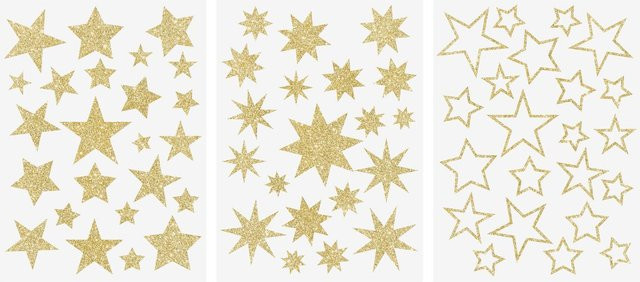 Selbstklebende Heyda Fenster Sticker Sterne in Gold für Weihnachten und die Adventszeit - Bild 1