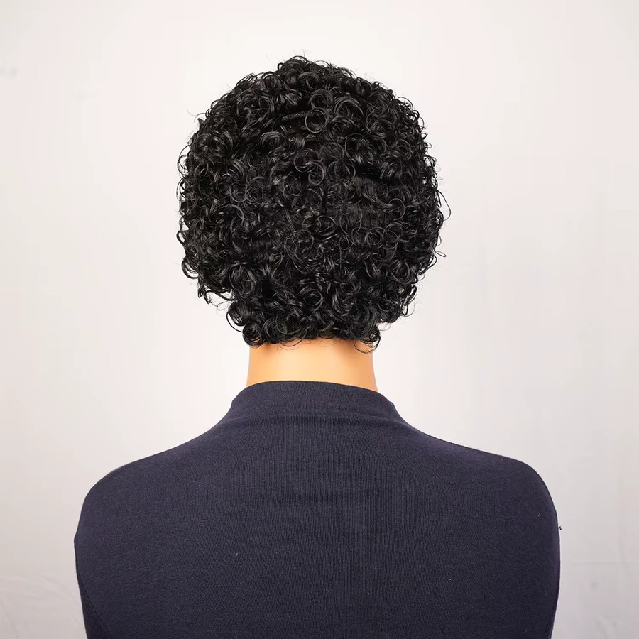 OYM HAIR Echthaar-Perücke, Pixie-Schnitt, lockig, Damen - Bild 4