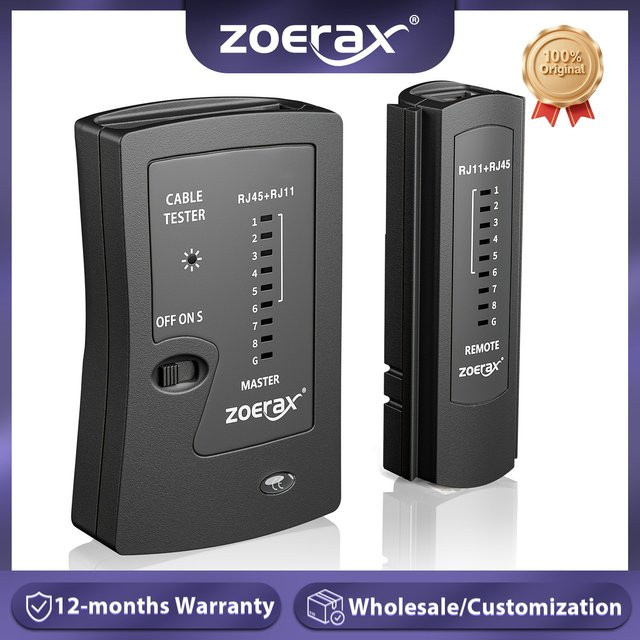 ZoeRax Netzwerk-Ethernet-Kabeltester für LAN RJ45 Cat5 Cat5e Cat6 Cat6a Cat7 UTP/geschirmte Kabel und RJ11 RJ12 in Schwarz - Bild 1