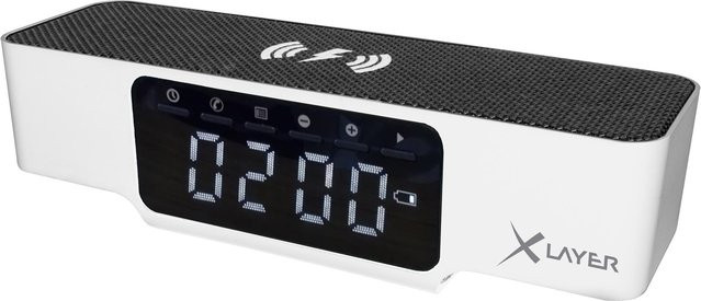 XLayer Wireless Charging Alarm Clock Wecker mit Bluetooth und 3,5 mm Klinkenanschluss in Weiß - Bild 1