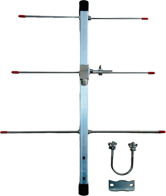 PUEKEO UHF-Yagi-Antenne mit hoher Verstärkung, 3 Elemente, verstellbar 420–450 MHz, abnehmbar und tragbar, Farbe: Silber - Bild 1