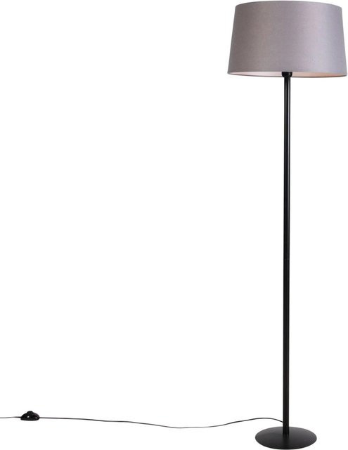 QAZQA Simplo Stehlampe Schwarz mit dunkelgrauem Leinenschirm, dimmbar, E27, Höhe: 164 cm - Bild 1