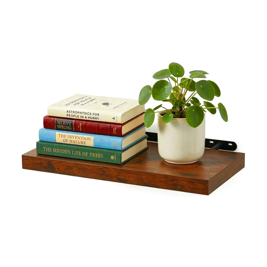 Relaxdays Wandregal im Industrial Design aus MDF und Eisen, braun, B/T/H: 40 x 23 x 4 cm - Bild 2