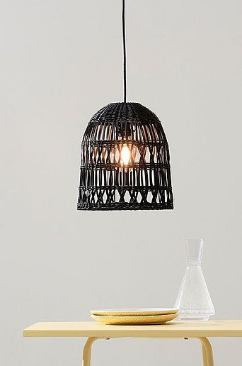 Star Trading KNUTE Lampenschirm aus Rattan in Schwarz, Durchmesser: 30 cm, Boho Design - Bild 1