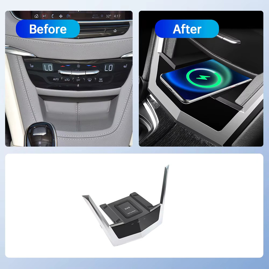 MOCENDO Kabelloses Autoladegerät mit USB-Ladepad für Cadillac XT5 2016-2024 und XT6 2020-2024 in Schwarz - Bild 3