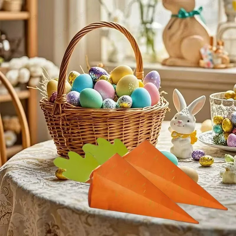 Osterhasen-Karotten-Geschenkbox-Set aus Papier in Orange für Ostern und Frühlingsdekoration - Bild 4