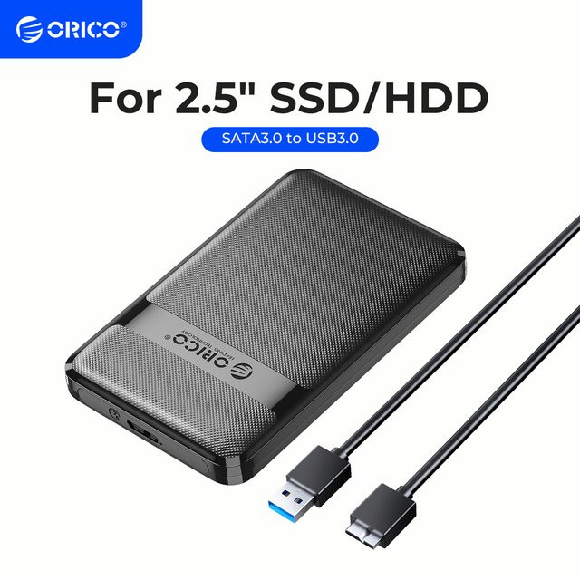 ORICO Externes 2,5 Zoll Festplattengehäuse USB zu SATA 5Gbps für SSD und HDD bis 6TB, Schwarz - Bild 1