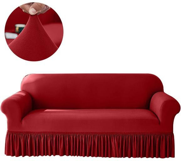 Yiran Furniture Stretch-Sofabezug mit Rock in Rot für 1 Sitz - Bild 1