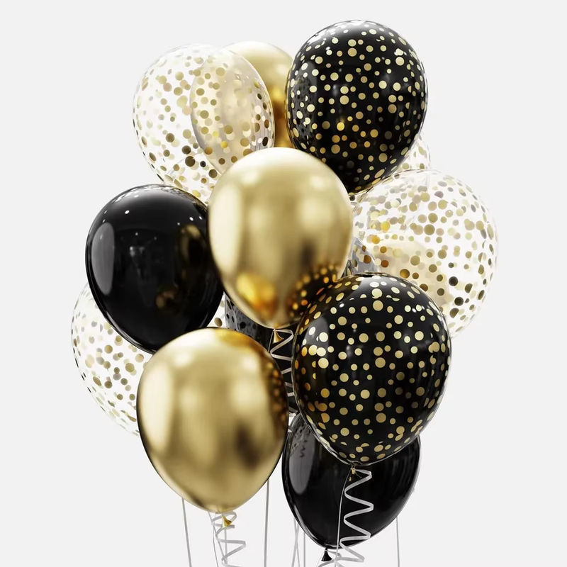 12er Set Enanal Latex Luftballons in Schwarz und Gold, 30,48 cm Durchmesser, ideal für Hochzeit, Geburtstag oder Babyparty - Bild 3