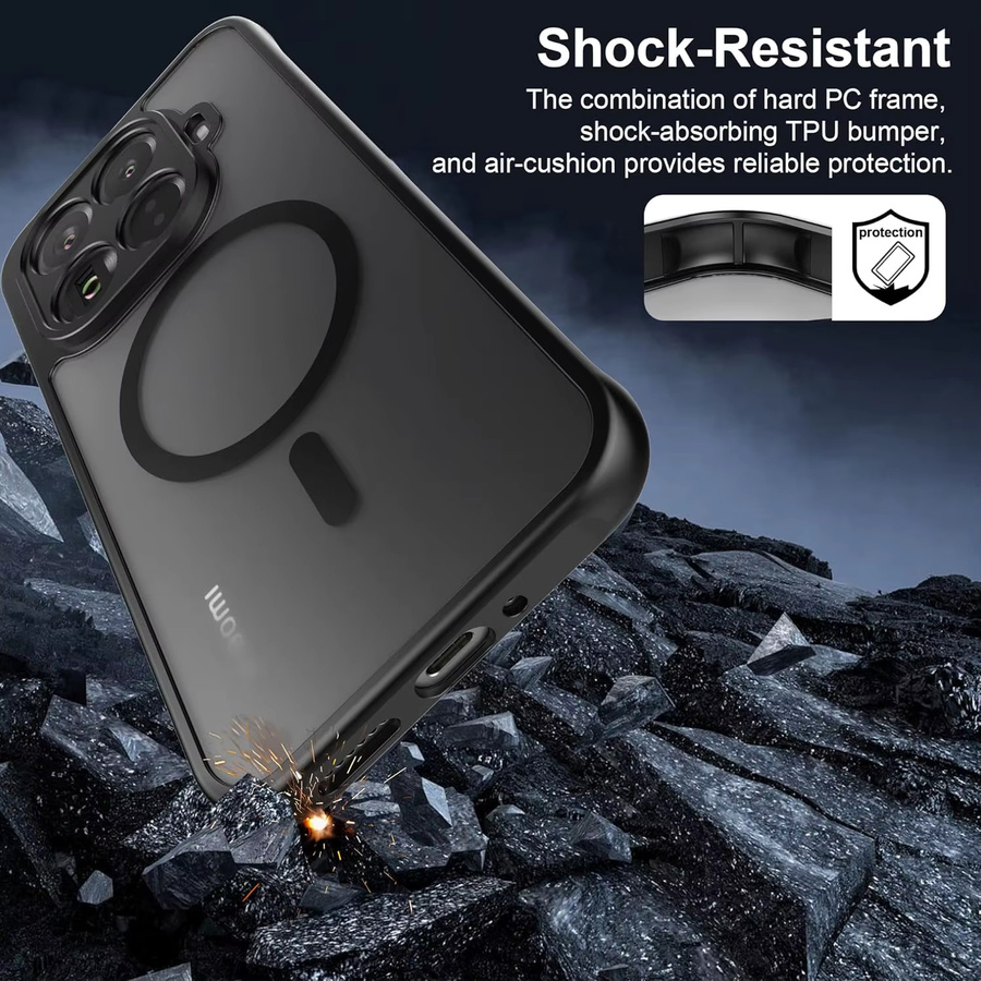 Stoßfeste MagSafe Schutzhülle für Xiaomi 17 Pro Max, 15, 14 Ultra und T Pro mit matter Rückseite und Kameraschutz in Schwarz oder Transparent - Bild 4