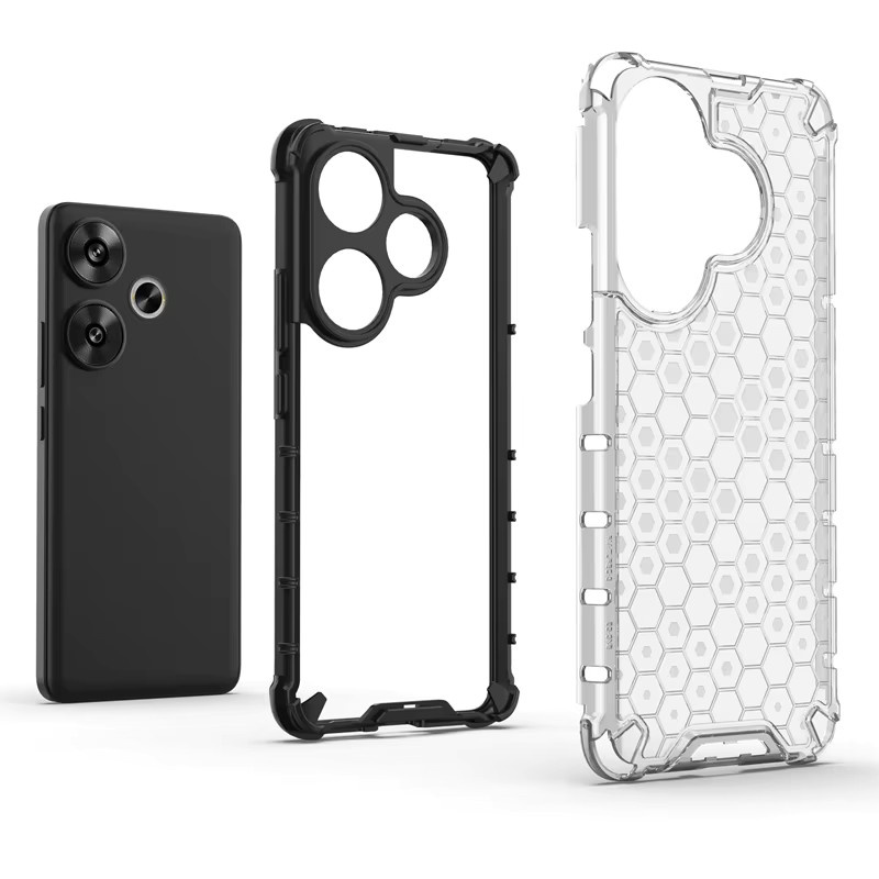 Stoßfeste Honeycomb Schutzhülle für Xiaomi POCO F6 in Transparent oder Rot - Bild 3