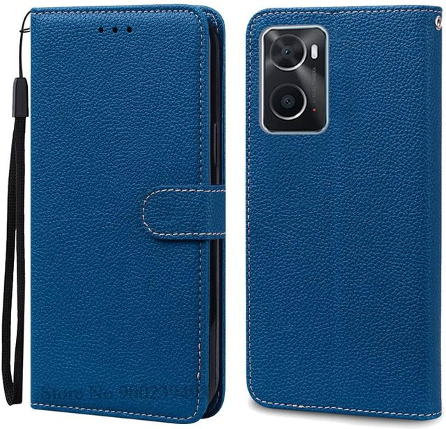 Leder-Brieftasche Flip Case für OPPO A96 A76 A36 in Navy Blau - Bild 1
