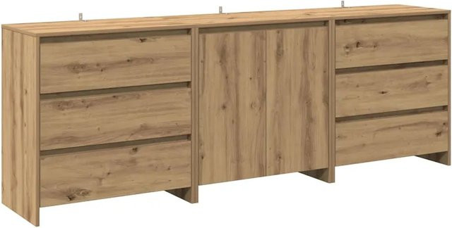 vidaXL 3-teiliges Sideboard Artisan-Eiche in Braun aus Holzwerkstoff, B/T/H: 60 x 30 x 75 cm - Bild 1