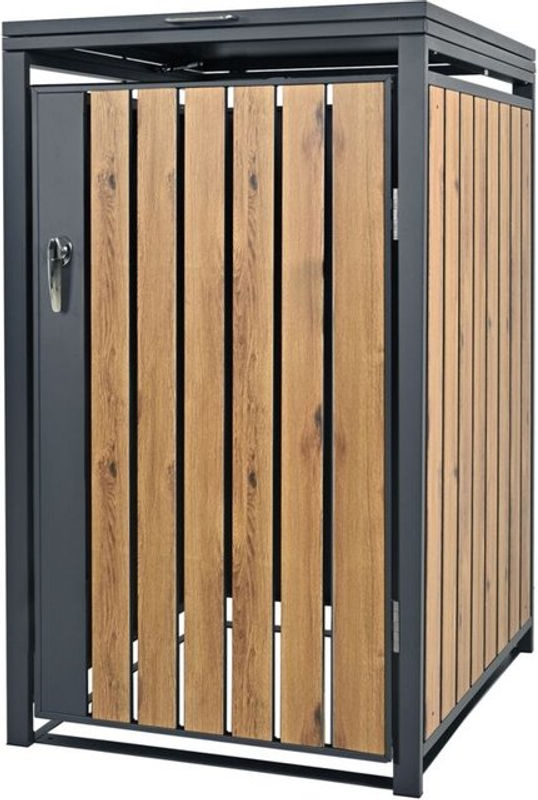 ML-Design Mülltonnenbox für 240L aus Stahl in Anthrazit-Holzoptik, H x B x T: 120 x 68 x 80 cm - Bild 2