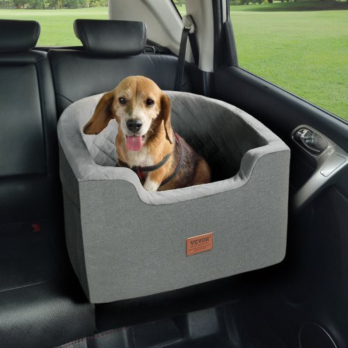 VEVOR Hundeautositz mit Aufbewahrungstasche und Sicherheitsleine, wasserdichter Hundeautositz mit Schwammfüllung für kleine und mittelgroße Hunde bis 25 kg, grau - Bild 1