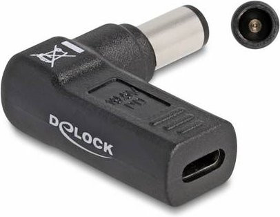 Delock USB 2.0 Adapter mit DC-Hohlstecker auf USB-C Buchse, Schwarz, 60008 - Bild 1
