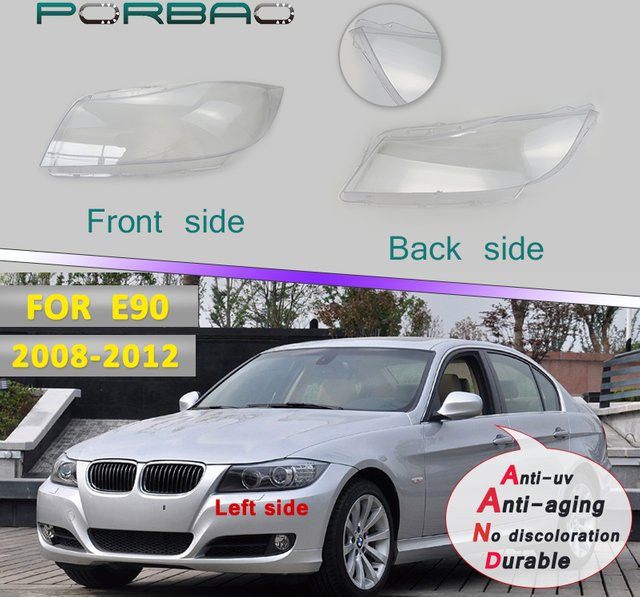 PORBAO Scheinwerfer Abdeckung mit klarer Linse für BMW 3er E90 E91 2008-2012 Facelift, transparent - Bild 1