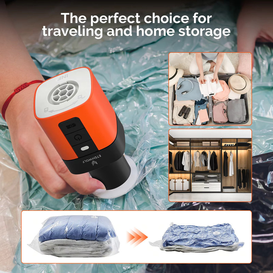 ETENWOLF AIR 3SE Elektrische Luftpumpe mit Camping-Licht in Orange, 1300 mAh Außenpumpe für Luftmatratzen, Pool und Isomatten - Bild 6