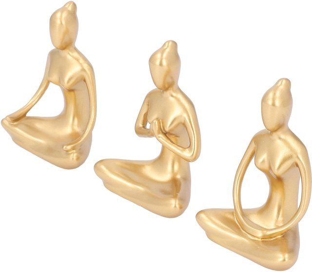 3er-Set abstrakte Mädchenstatuen in Gold und Beige von GoolRC für deine Dekoration im Wohnzimmer - Bild 1