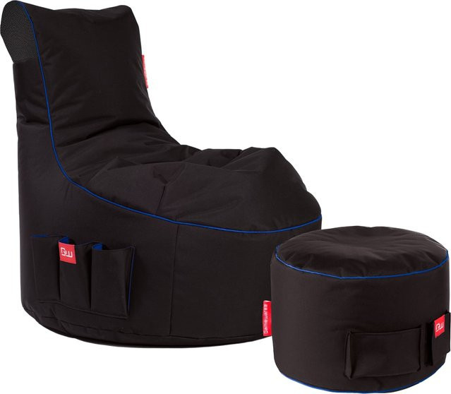 Gamewarez Gaming Sitzsack Bundle Classic Fabric Arctic Blizzard in Schwarz/Blau - Bild 1