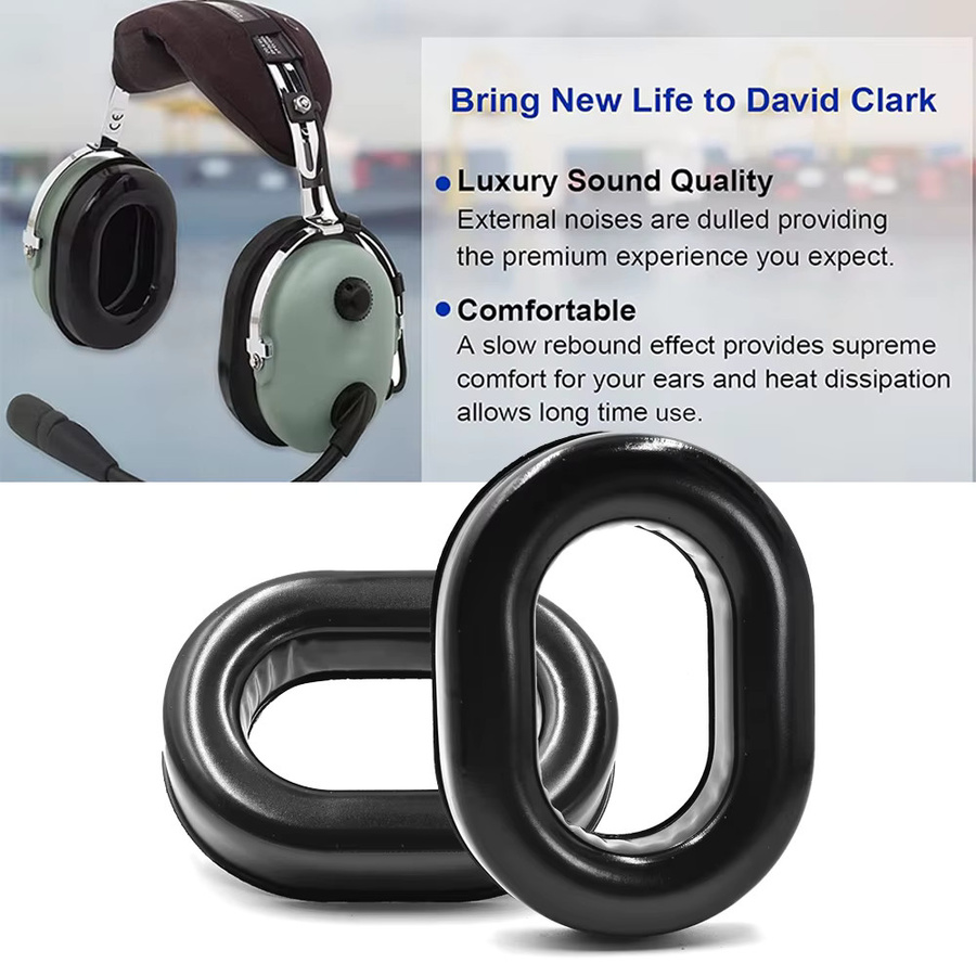 YHKEMA Gel-Ohrpolster aus Silikon für David Clark Headsets H10-60 und H10-13S, Farbe: Schwarz - Bild 6