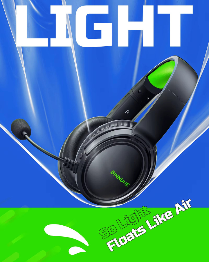 BINNUNE BW02 kabellose Gaming-Kopfhörer mit 2,4 GHz und Bluetooth, Headset mit Flip-Mikrofon für PS5, PS4, PC und Mac in Schwarz und Rot - Bild 3