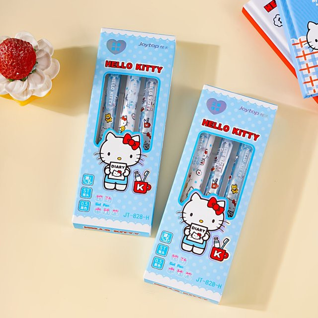 Sanrio Set aus 3 löschbaren Gelstiften mit Hello Kitty, Kuromi und Cinnamoroll, 0,5 mm, schwarze Tinte - Bild 1