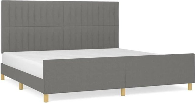 vidaXL Bettgestell mit Kopfteil in Dunkelgrau, modernes Polsterbett aus Stoff und Holz, B/T: 200 x 200 cm - Bild 1